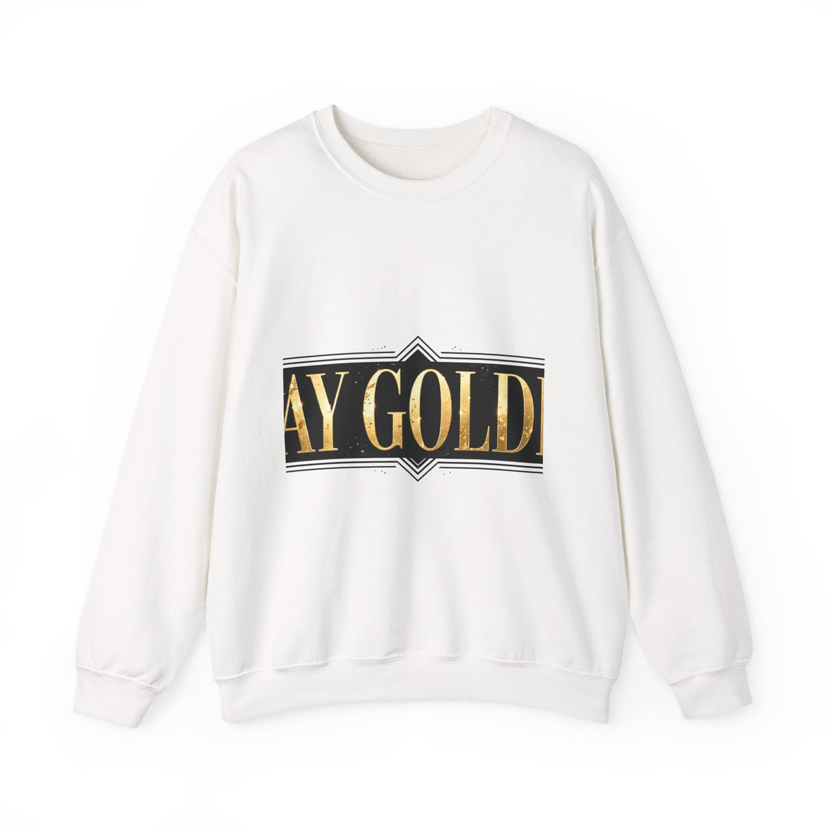 EverAfterWear Stay Golden sweatshirt - product mockup with gold streetwear design