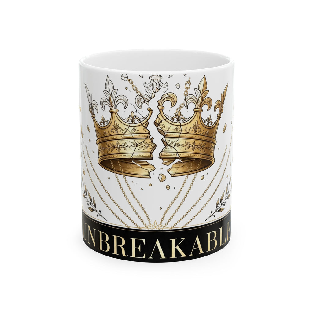 EverAfterWear Unbreakable Crown Women's mug - ceramic coffee mug mockup with gold streetwear design