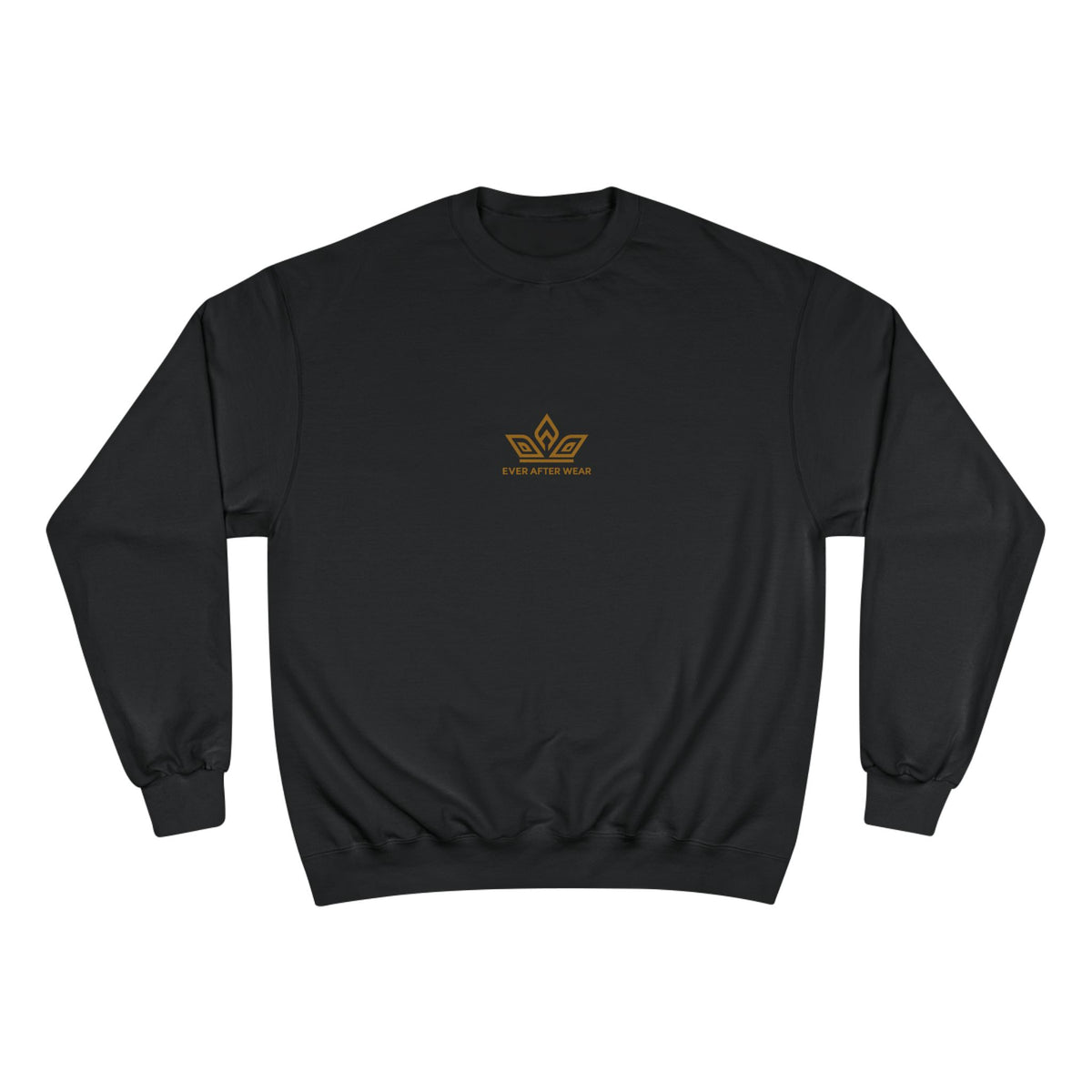 EverAfterWear Gold Crown Champion sweatshirt - product mockup with gold streetwear design - alternate view