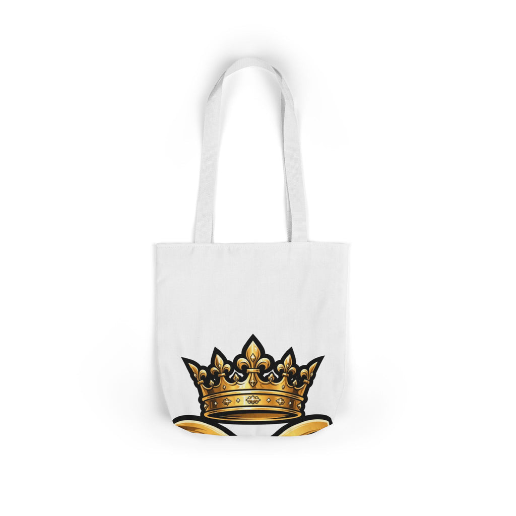 EverAfterWear HERO Crown Logo Men's tote bag - product mockup with gold streetwear design - alternate view