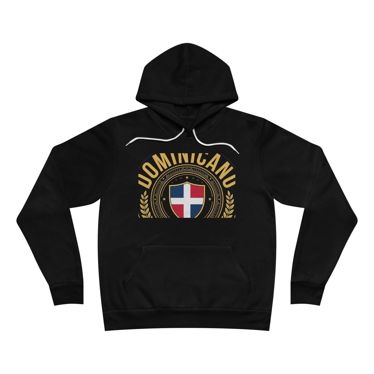EverAfterWear Dominicano Palm hoodie - product mockup with gold streetwear design - alternate view