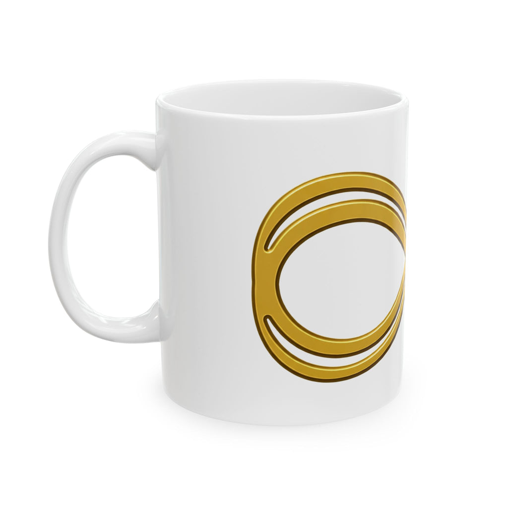 EverAfterWear Fine Line Infinity Men's mug - ceramic coffee mug mockup with gold streetwear design - alternate view