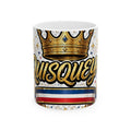 EverAfterWear Quisqueya Script Crown Men's mug - ceramic coffee mug mockup with gold streetwear design
