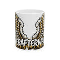 EverAfterWear Angel Wings Graffiti Men's mug - ceramic coffee mug mockup with gold streetwear design