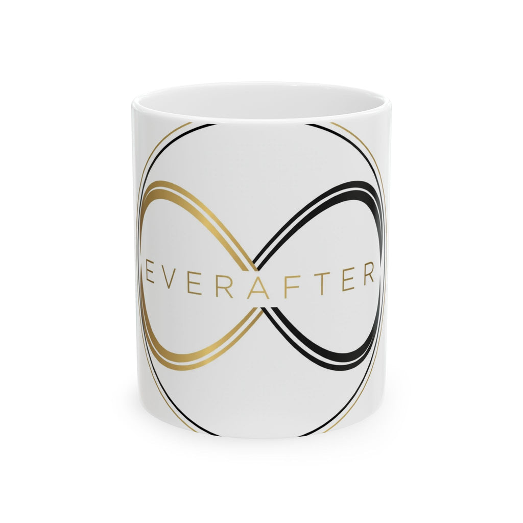 EverAfterWear Double Infinity EverAfter mug - ceramic coffee mug mockup with gold streetwear design
