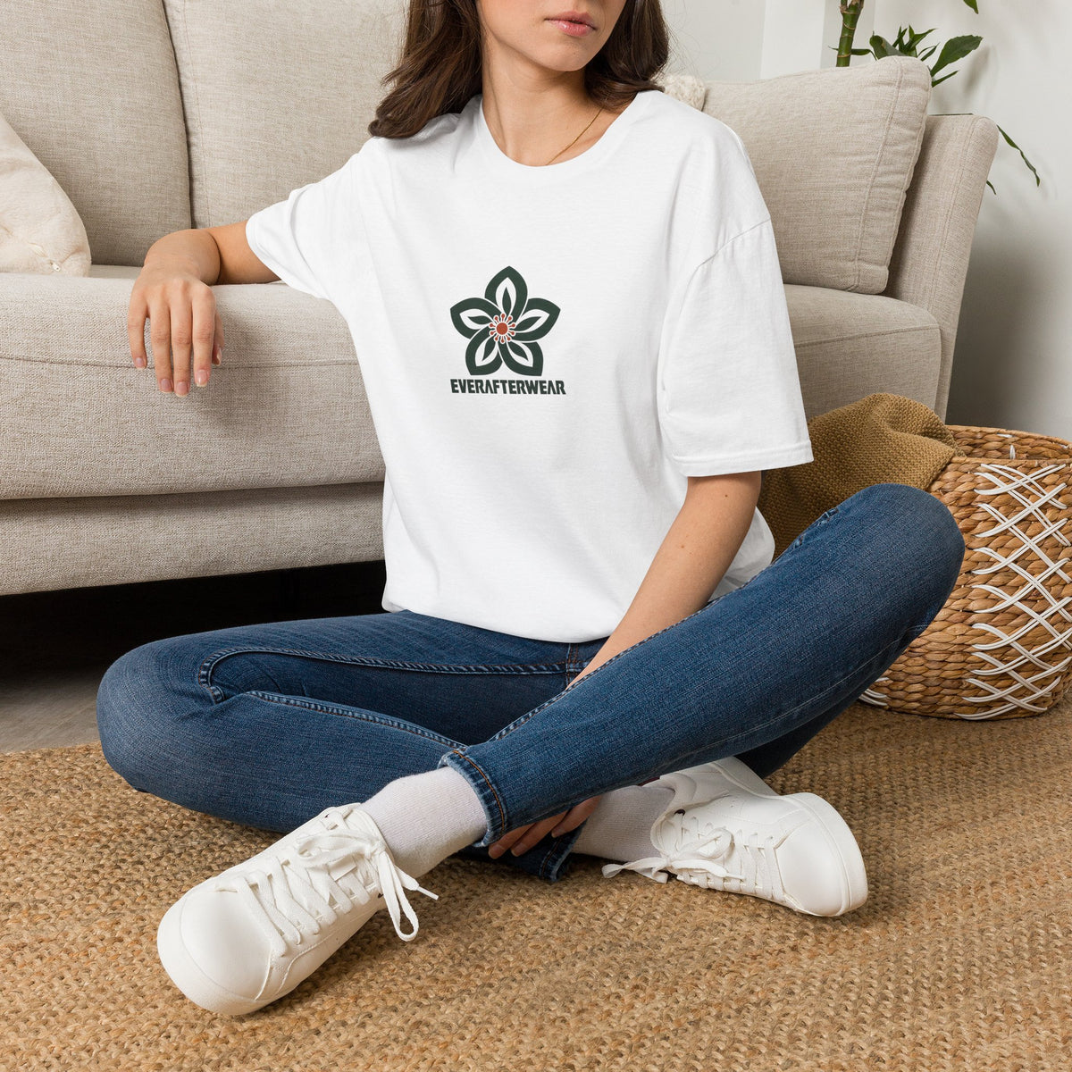 EverAfterWear Forever Bloom tee - product mockup with gold streetwear design - alternate view
