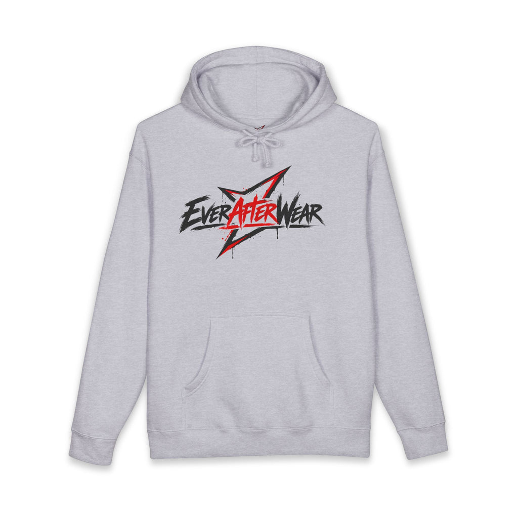 EverAfterWear Distressed Grey Graphic hoodie - product mockup with gold streetwear design - alternate view