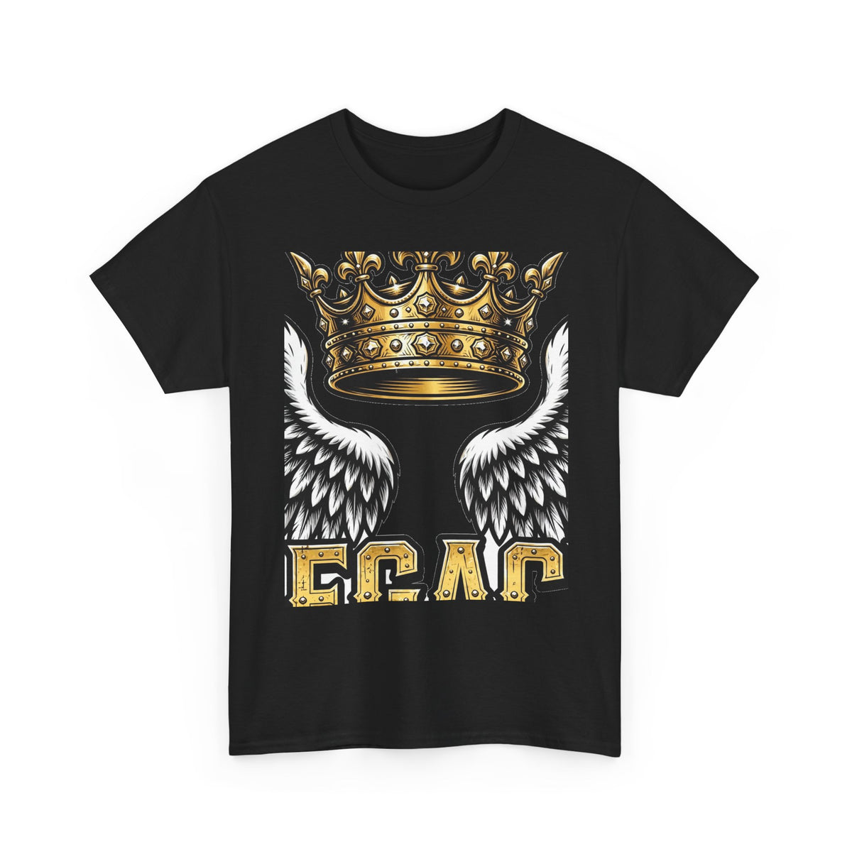 EverAfterWear Legacy Wings Crown Men's tee - product mockup with gold streetwear design - alternate view