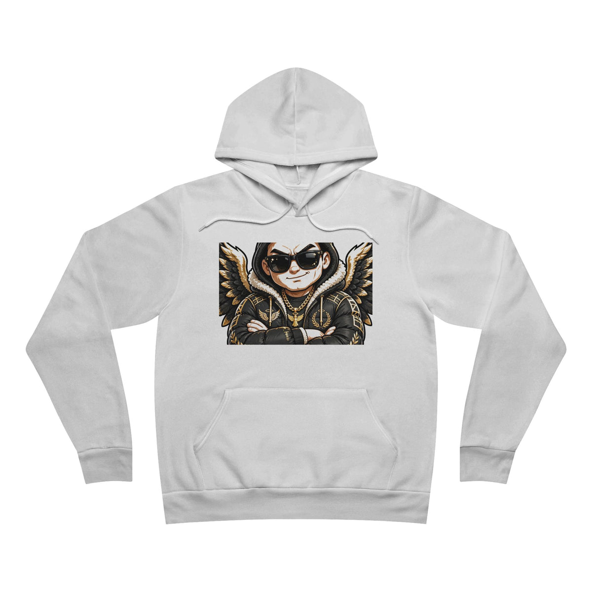 EverAfterWear Cool Angel Men's hoodie - product mockup with gold streetwear design