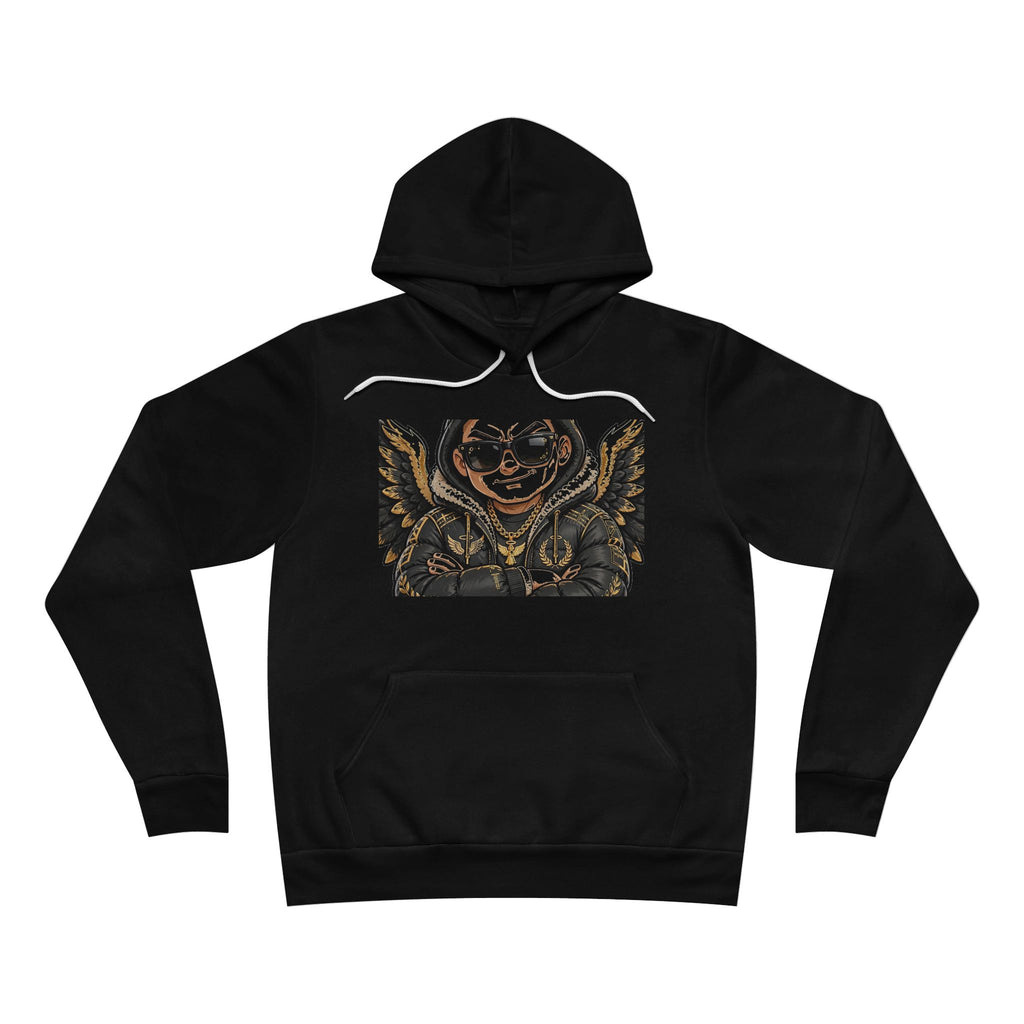 EverAfterWear Cool Angel Men's hoodie - product mockup with gold streetwear design - alternate view