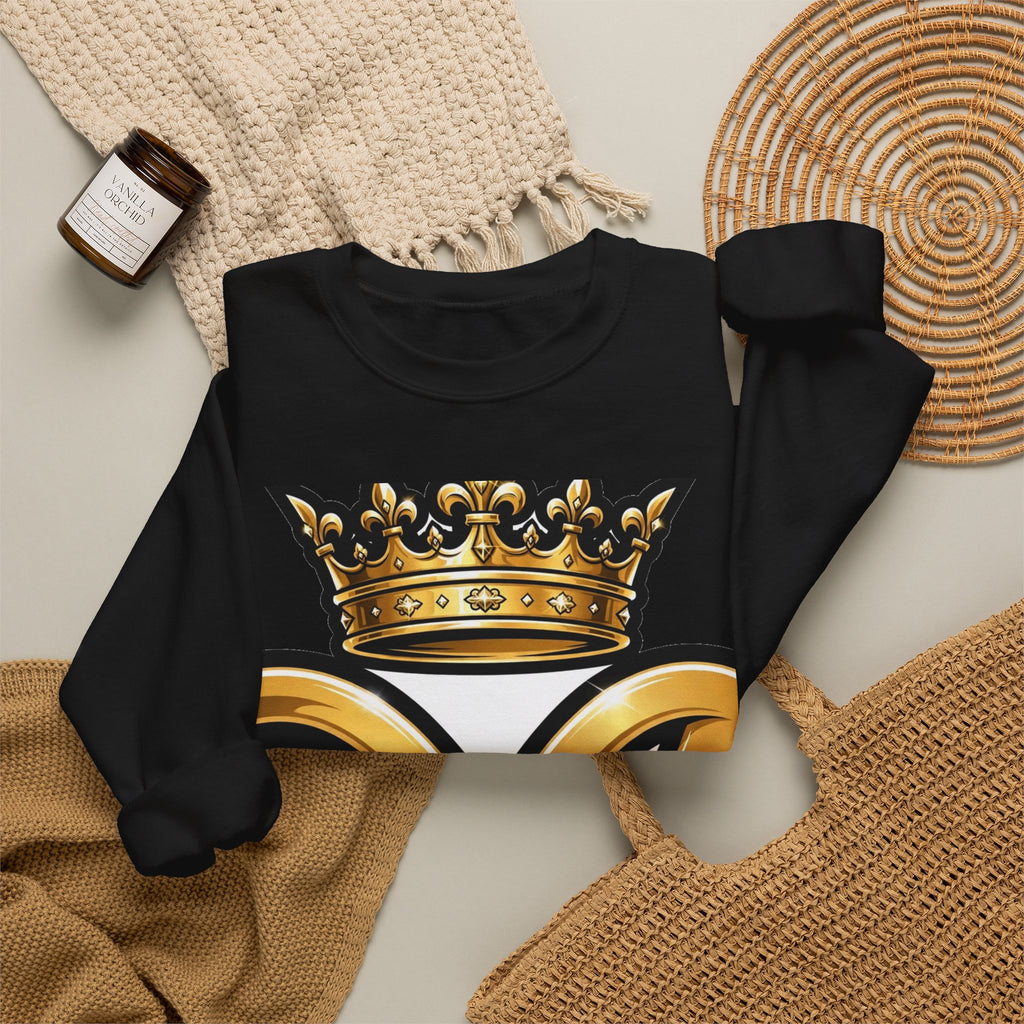 EverAfterWear HERO Crown EA Logo sweatshirt - product mockup with gold streetwear design - alternate view
