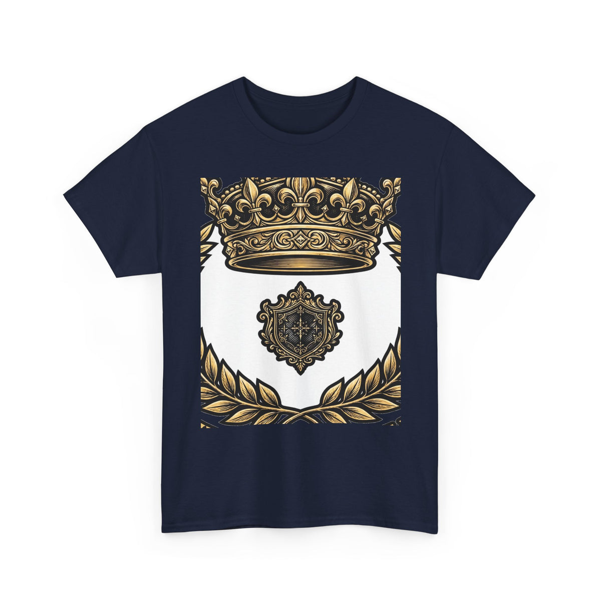 EverAfterWear Gold Crown Laurel Men's tee - product mockup with gold streetwear design - alternate view