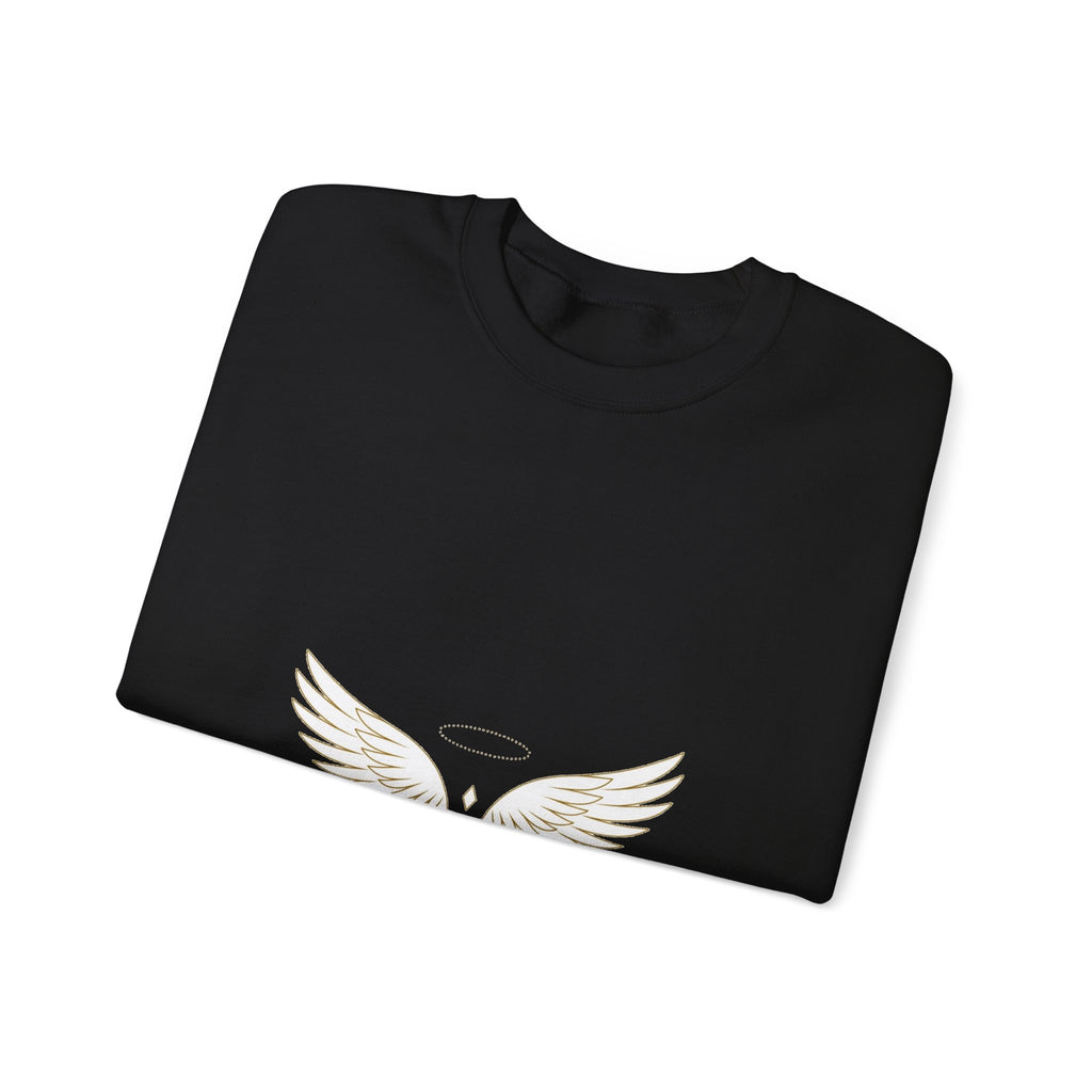 EverAfterWear Wing Outline sweatshirt - product mockup with gold streetwear design - alternate view