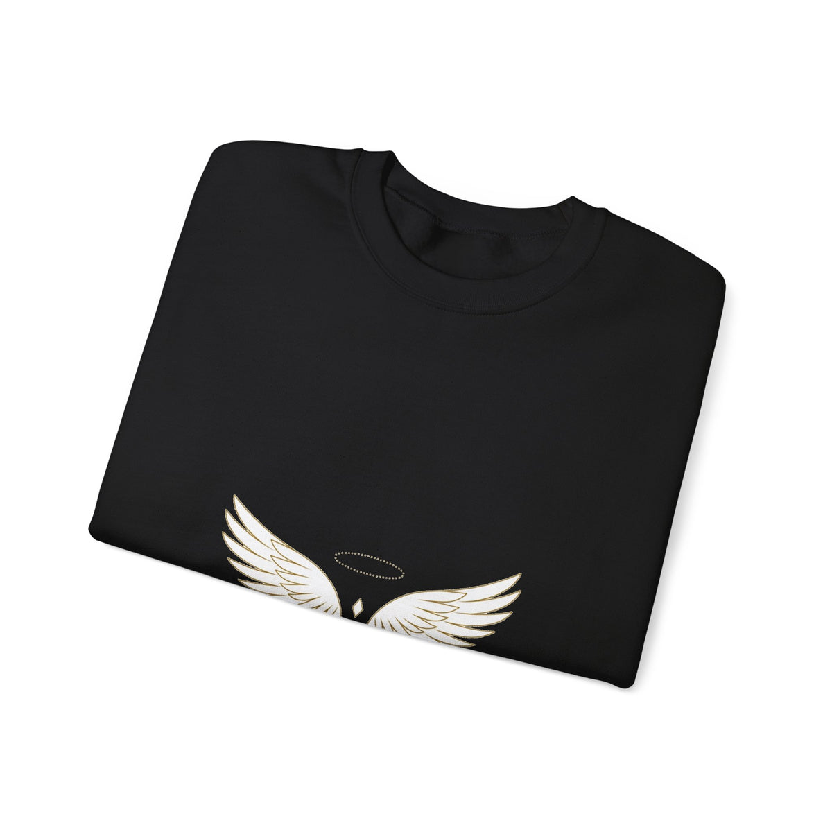 EverAfterWear Wing Outline sweatshirt - product mockup with gold streetwear design - alternate view
