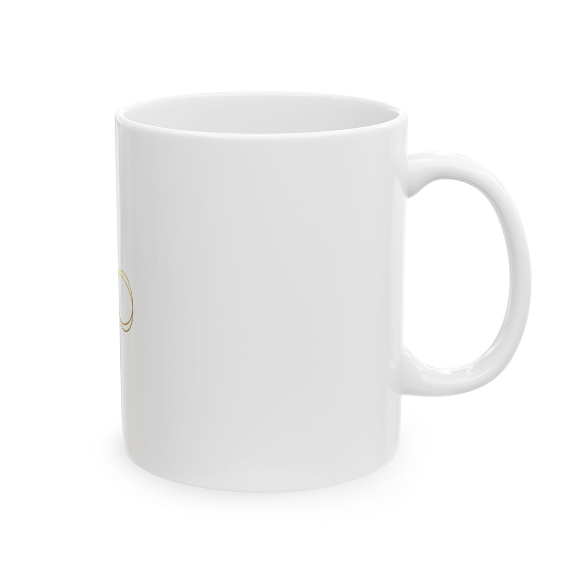 EverAfterWear Fine Line Infinity mug - ceramic coffee mug mockup with gold streetwear design - alternate view