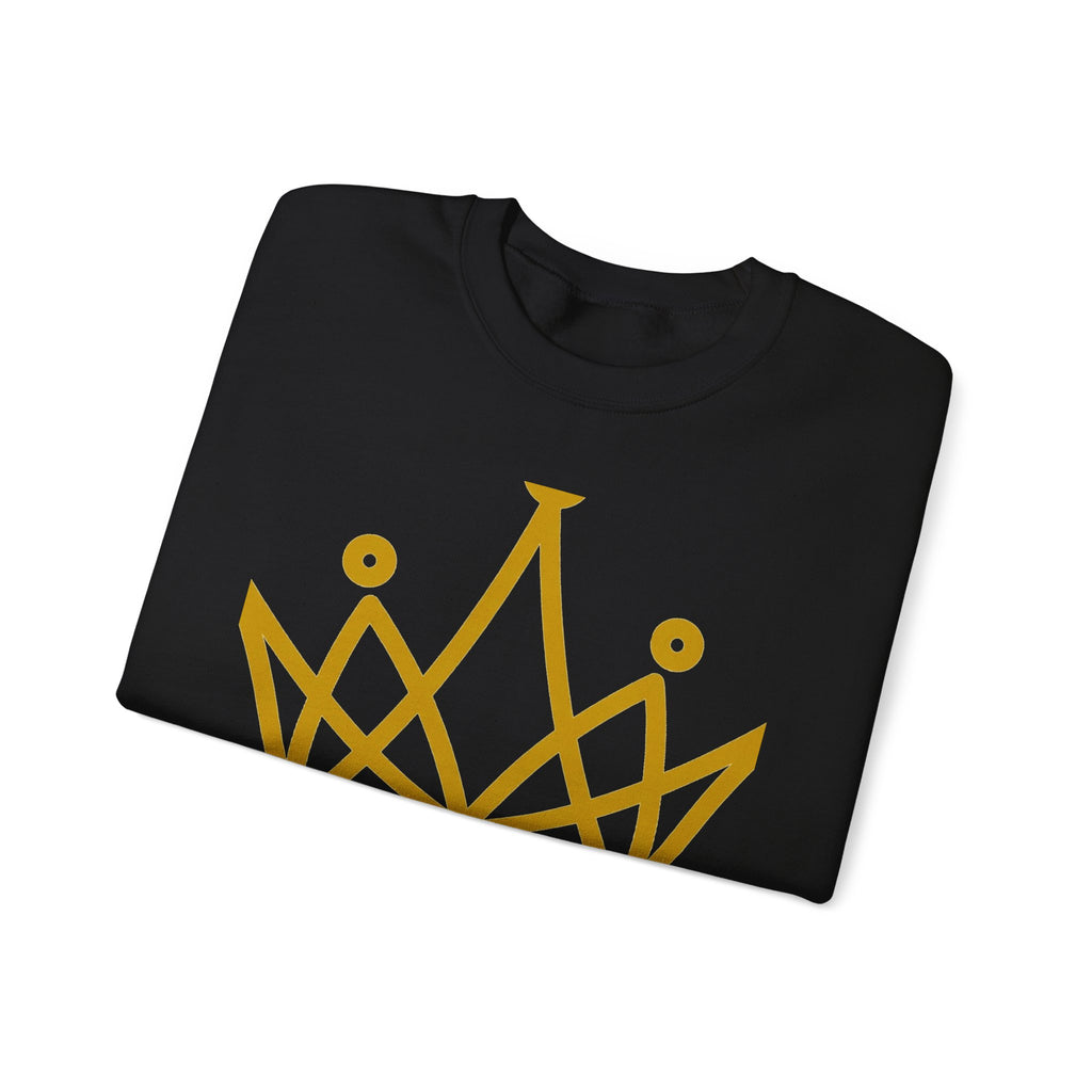 EverAfterWear Petit Crown Men's sweatshirt - product mockup with gold streetwear design - alternate view