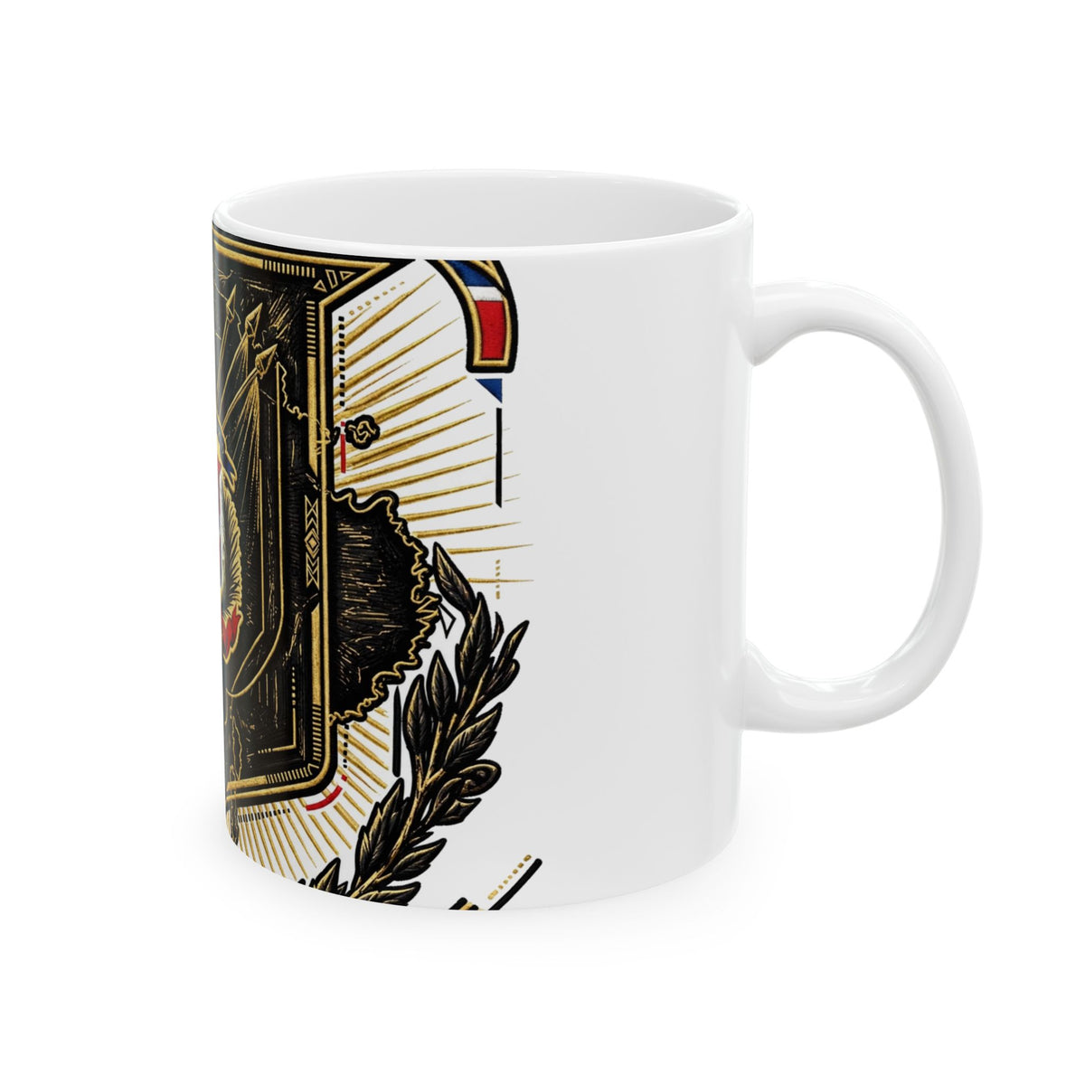 EverAfterWear Quisqueya Map Gold Men's mug - ceramic coffee mug mockup with gold streetwear design - alternate view