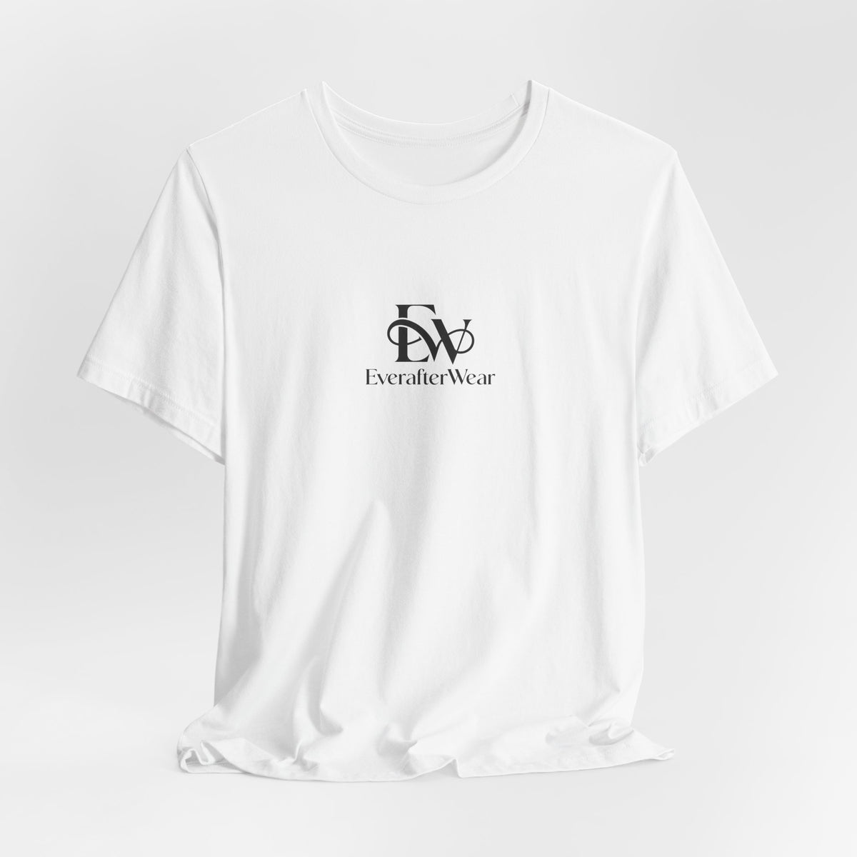 EverAfterWear Signature EW tee - product mockup with gold streetwear design - alternate view