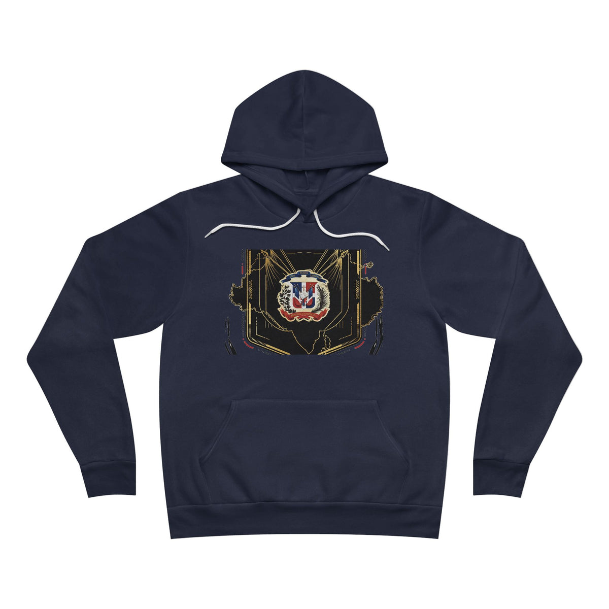 EverAfterWear Quisqueya Map Gold hoodie - product mockup with gold streetwear design - alternate view