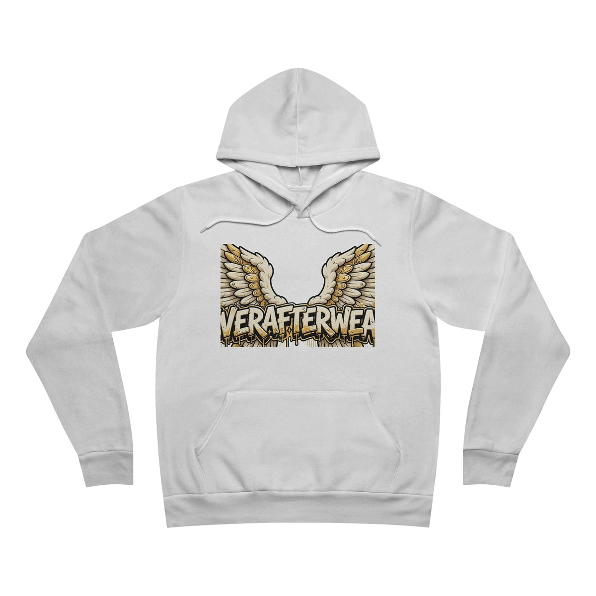 EverAfterWear Angel Wings Graffiti hoodie - product mockup with gold streetwear design