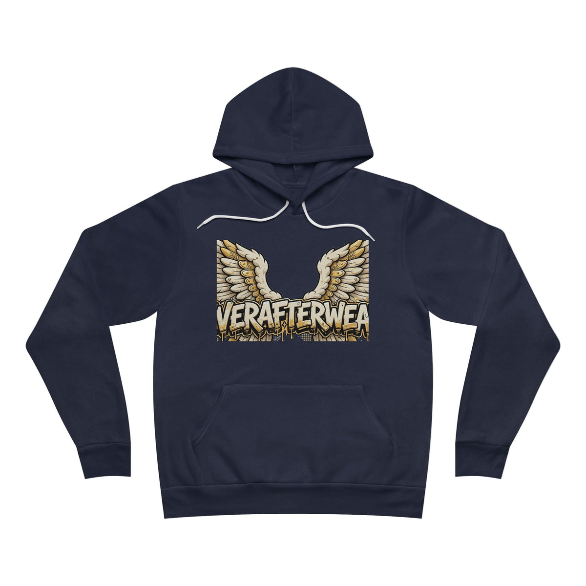 EverAfterWear Angel Wings Graffiti hoodie - product mockup with gold streetwear design - alternate view