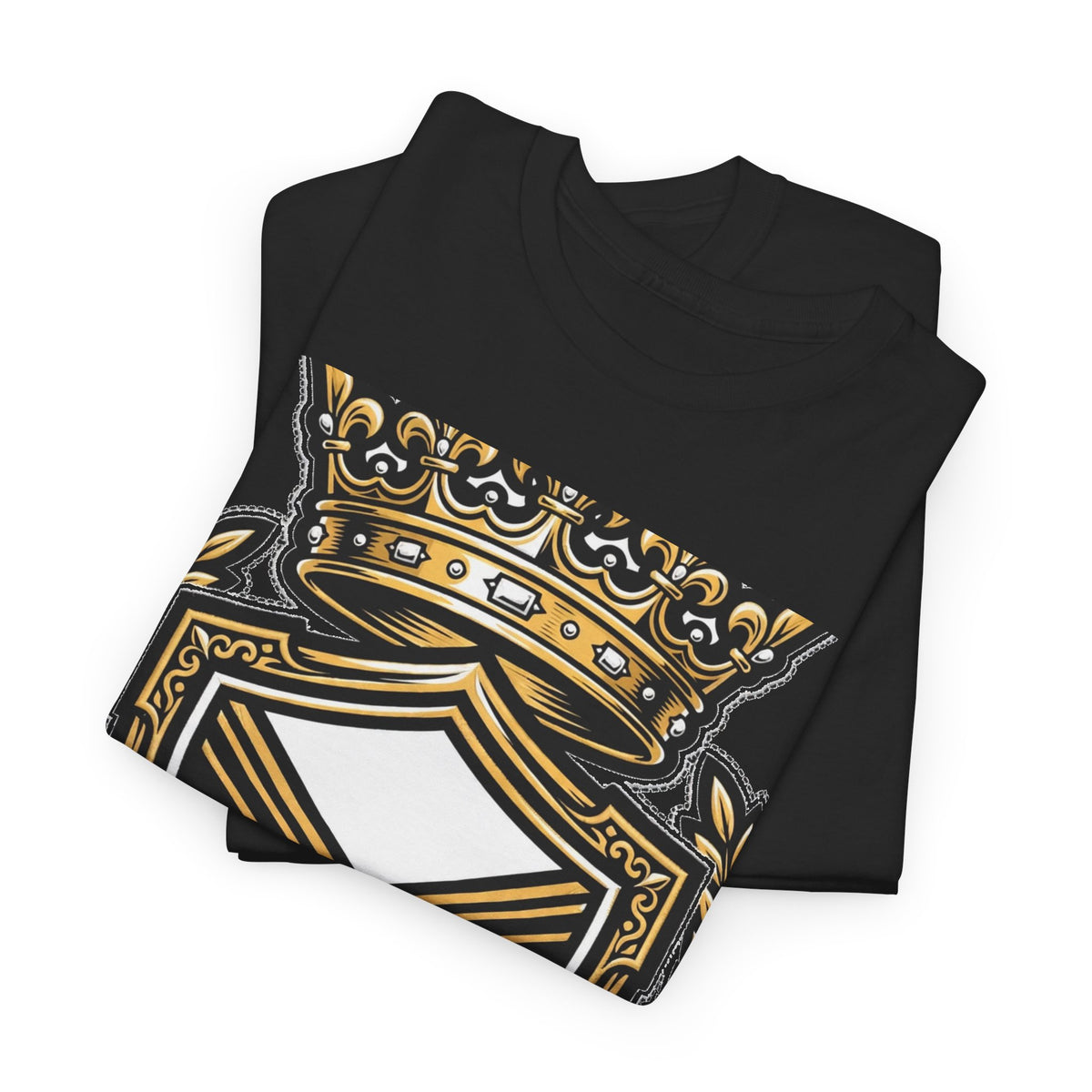 EverAfterWear Royal Crest MMXXVI tee - product mockup with gold streetwear design - alternate view