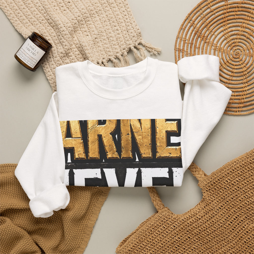 EverAfterWear Earned Never Given Men's sweatshirt - product mockup with gold streetwear design - alternate view