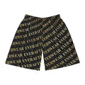 EverAfterWear Gold Text basketball shorts - product mockup with gold streetwear design