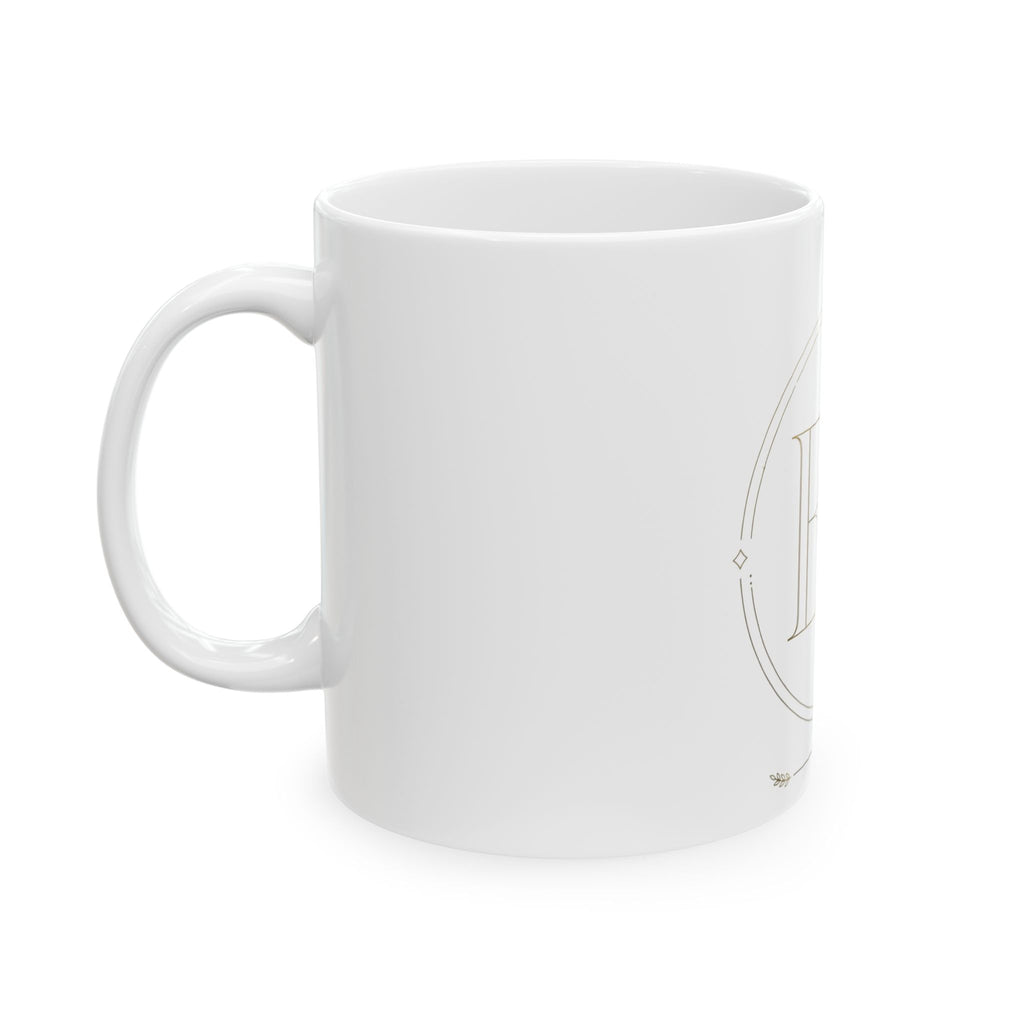 EverAfterWear EA Serif Women's mug - ceramic coffee mug mockup with gold streetwear design - alternate view