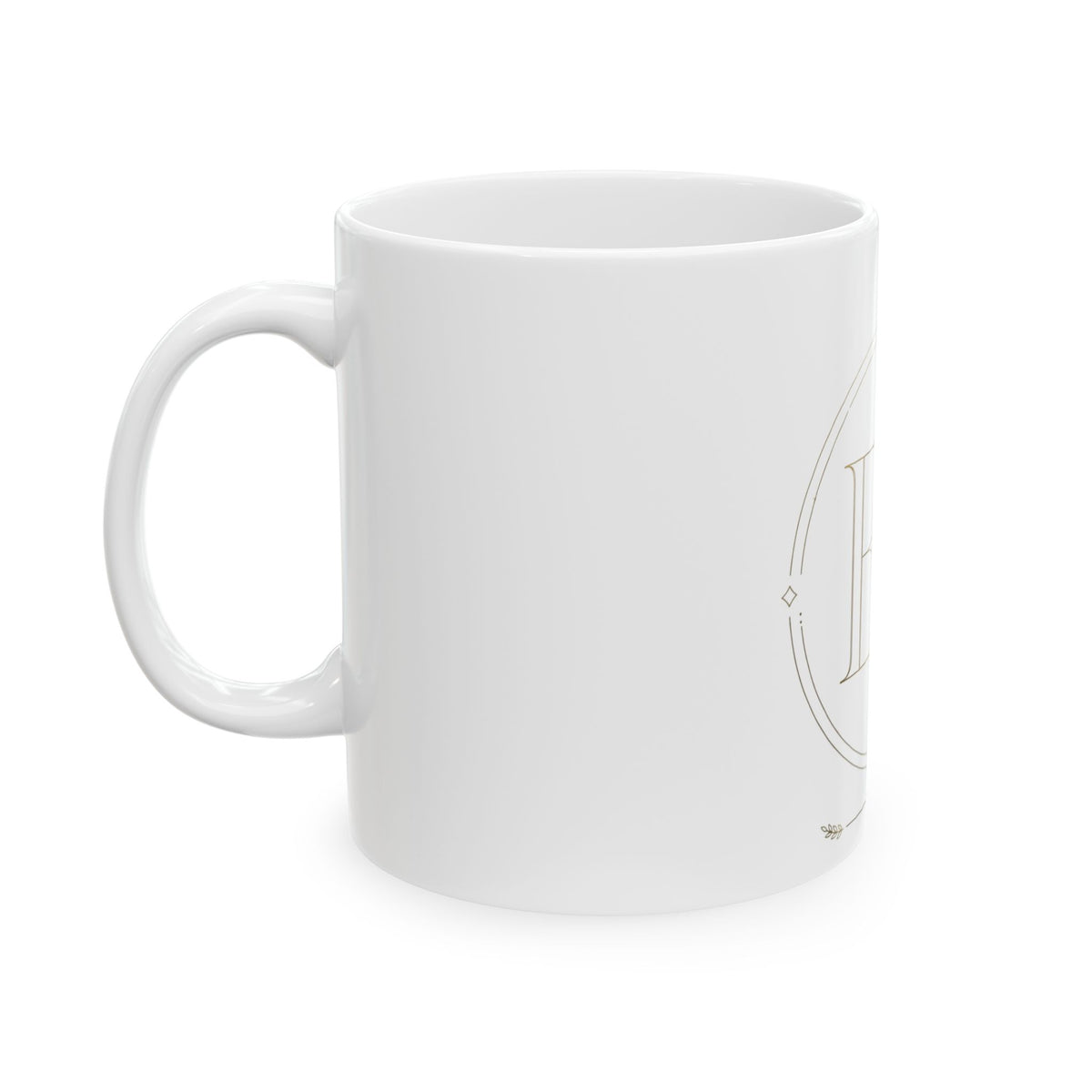 EverAfterWear EA Serif Women's mug - ceramic coffee mug mockup with gold streetwear design - alternate view