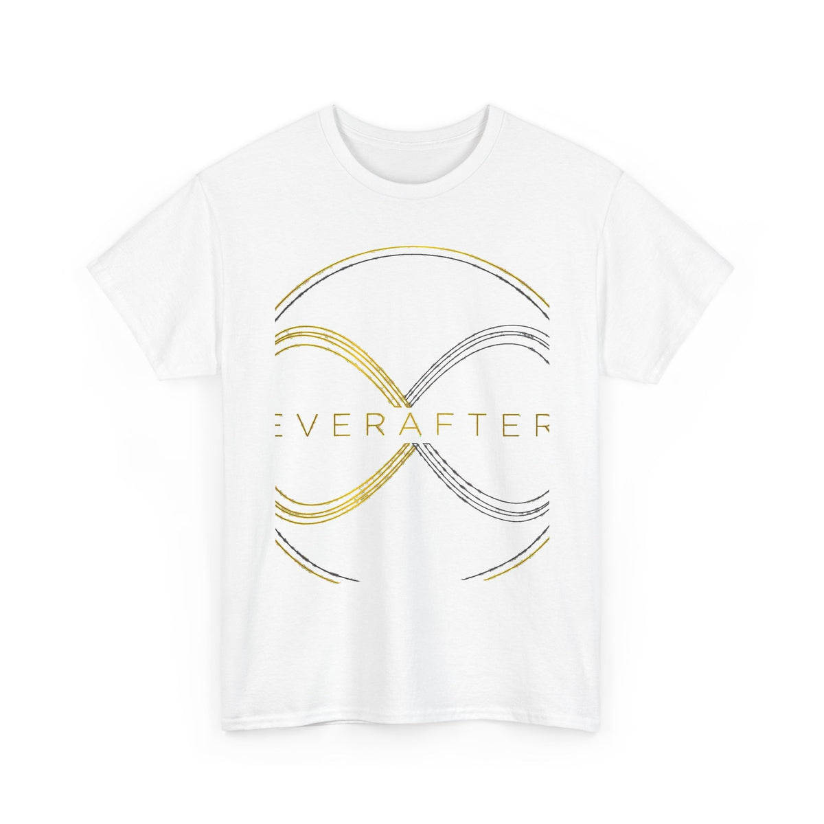 EverAfterWear Double Infinity EverAfter Women's tee - product mockup with gold streetwear design