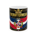 EverAfterWear Dominican Republic Flag mug - ceramic coffee mug mockup with gold streetwear design