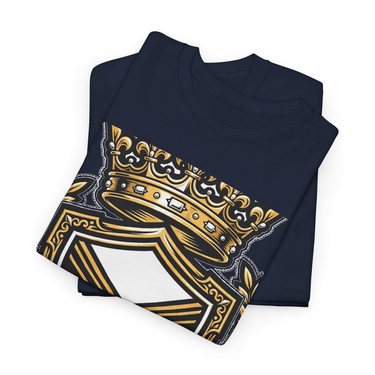 EverAfterWear Royal Crest MMXXVI tee - product mockup with gold streetwear design - alternate view