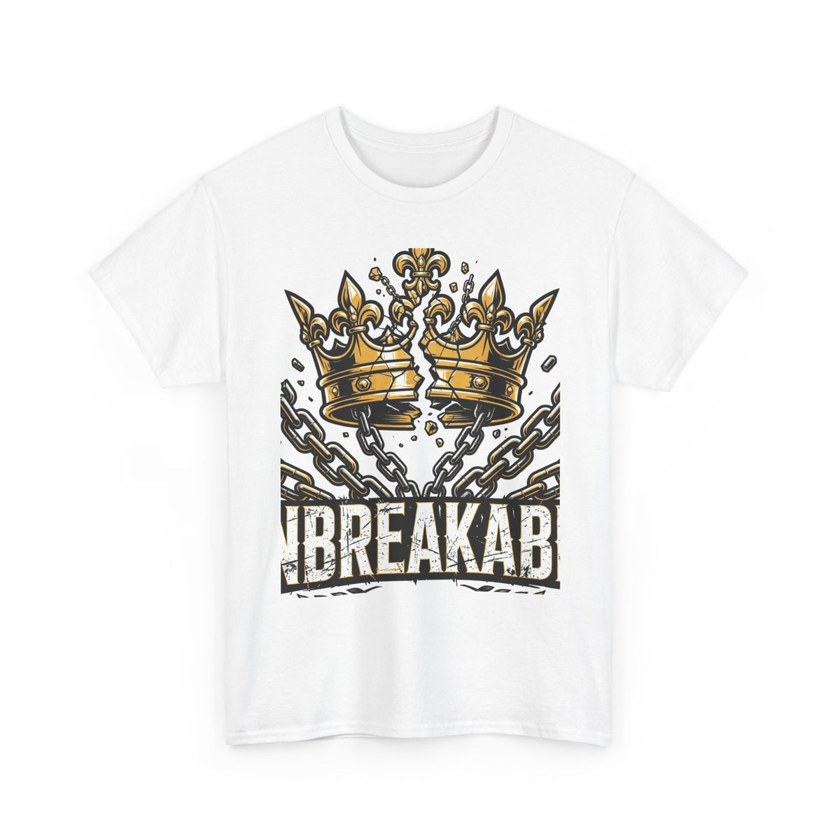 EverAfterWear Unbreakable Crown tee - product mockup with gold streetwear design