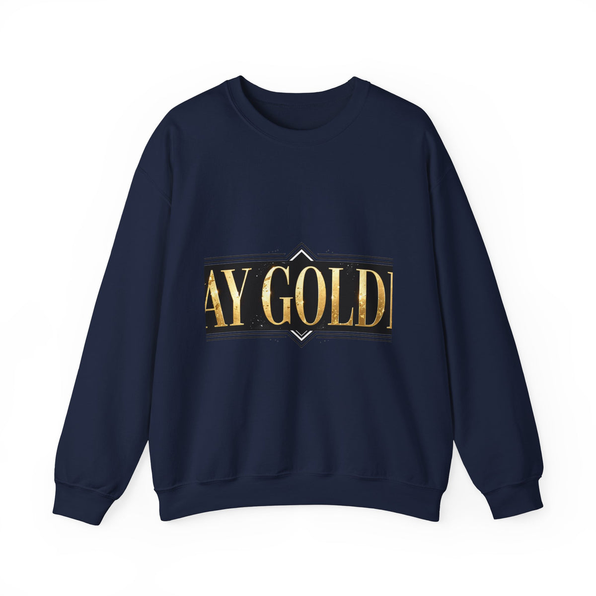 EverAfterWear Stay Golden sweatshirt - product mockup with gold streetwear design - alternate view