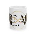 EverAfterWear Angel Wings Infinity mug - ceramic coffee mug mockup with gold streetwear design