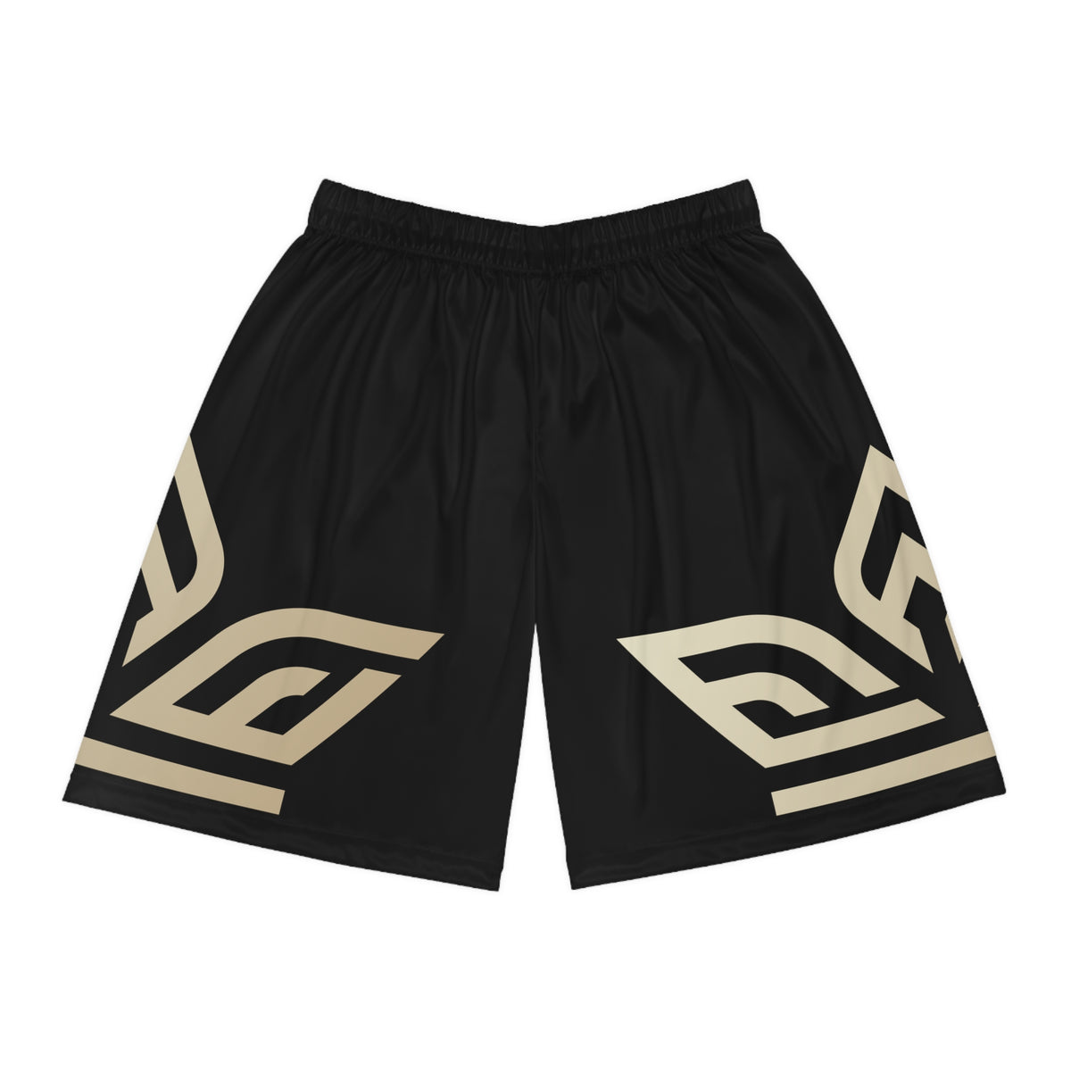 EverAfterWear basketball shorts - product mockup with gold streetwear design