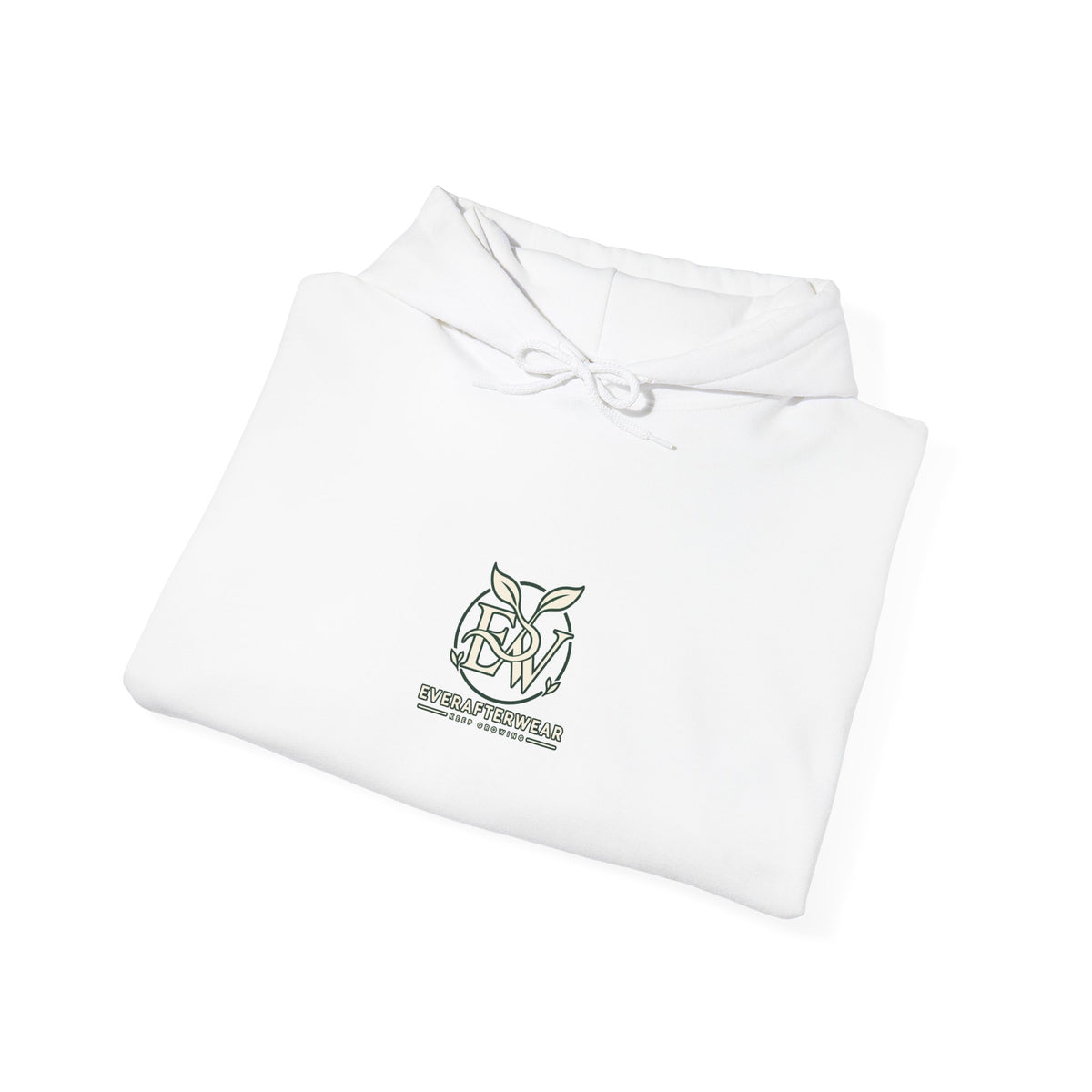 EverAfterWear Signature EW hoodie - product mockup with gold streetwear design - alternate view