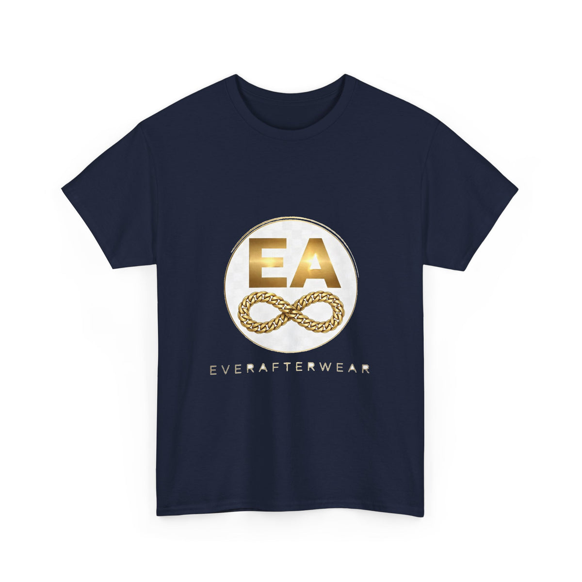 EverAfterWear Golden Chain Infinity tee - product mockup with gold streetwear design - alternate view