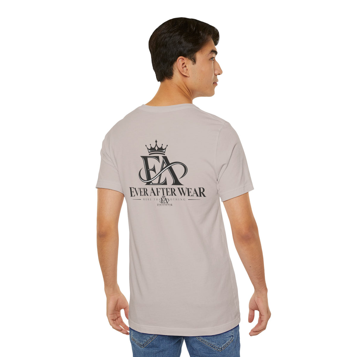 EverAfterWear Logo tee - product mockup with gold streetwear design - alternate view