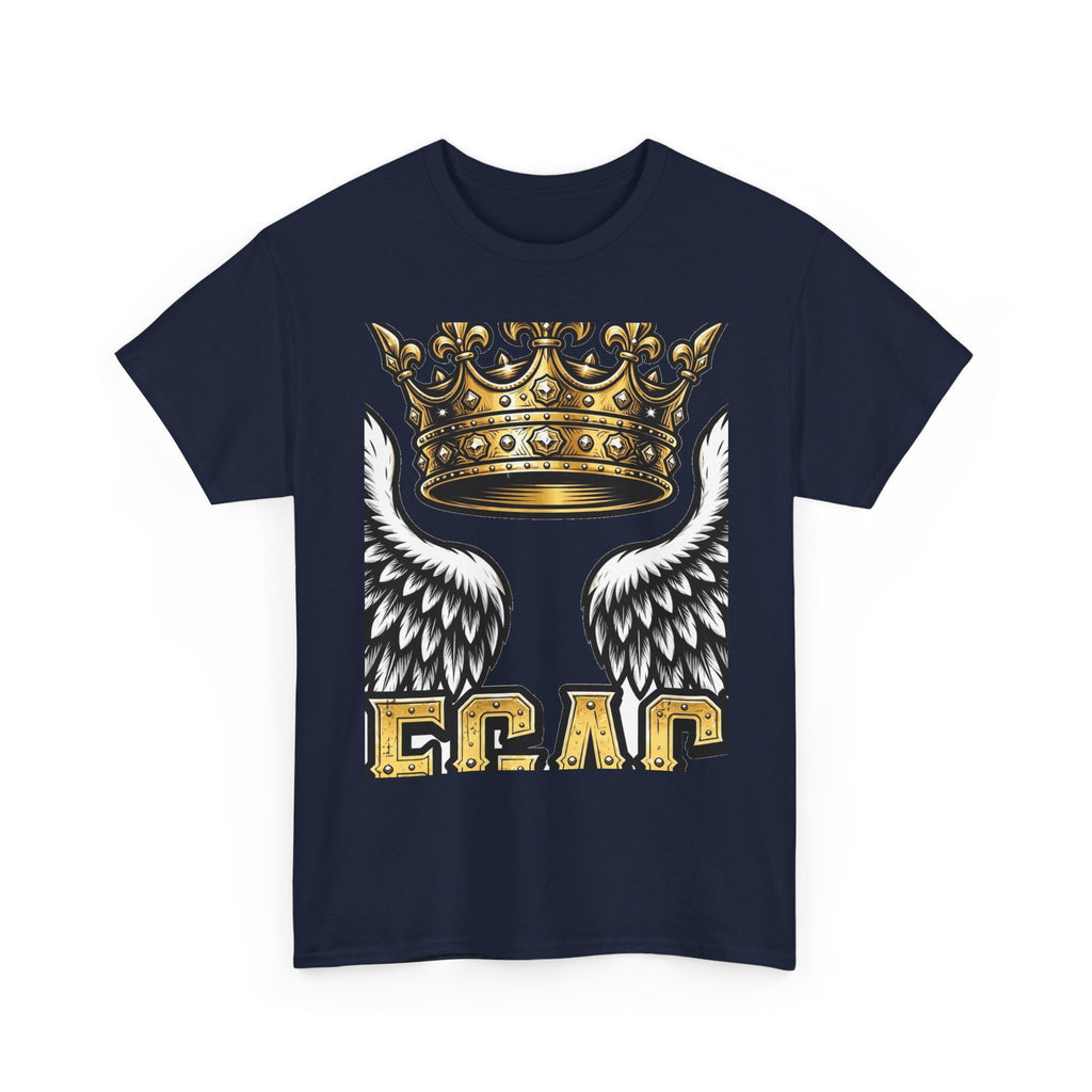 EverAfterWear Legacy Wings Crown Men's tee - product mockup with gold streetwear design - alternate view