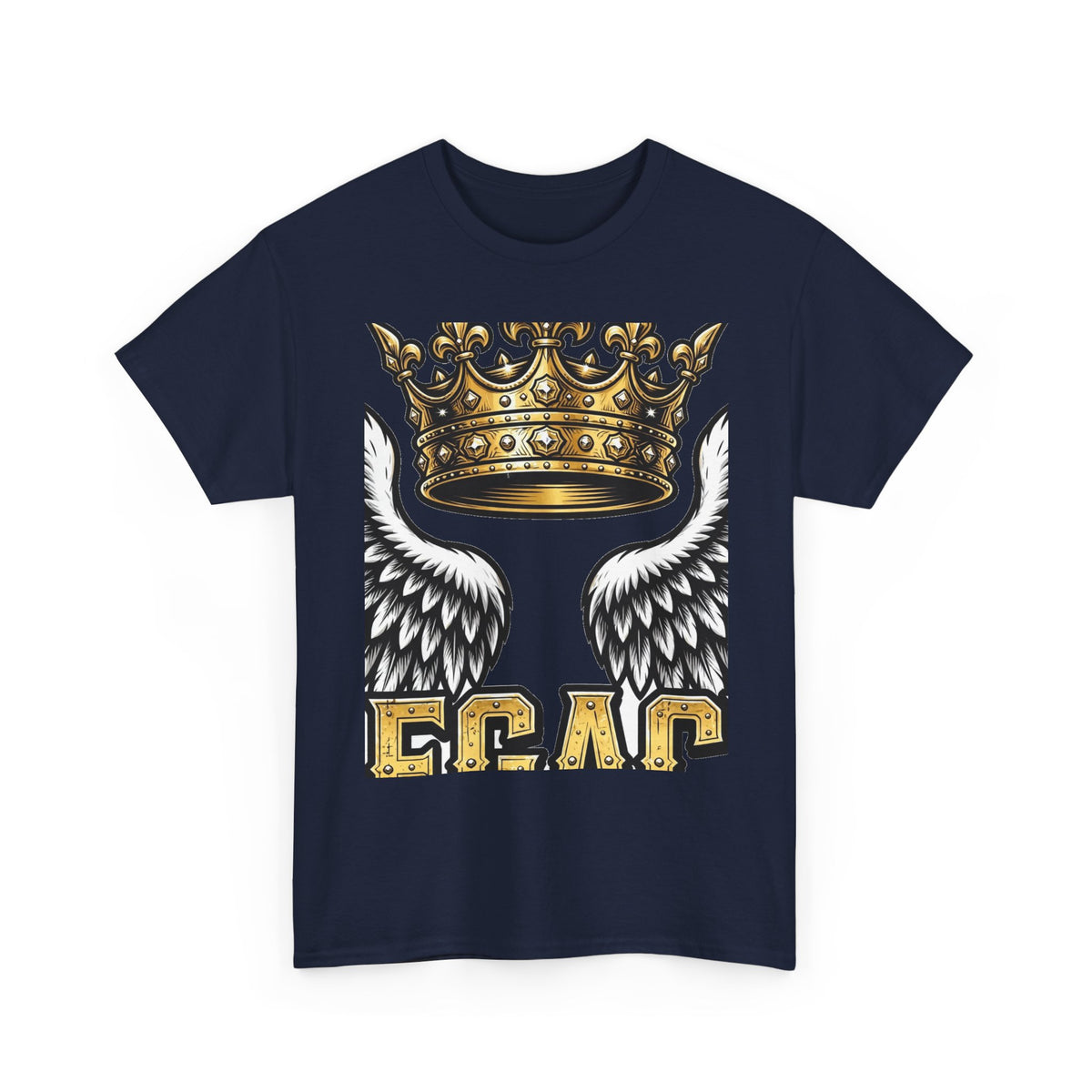 EverAfterWear Legacy Wings Crown Men's tee - product mockup with gold streetwear design - alternate view