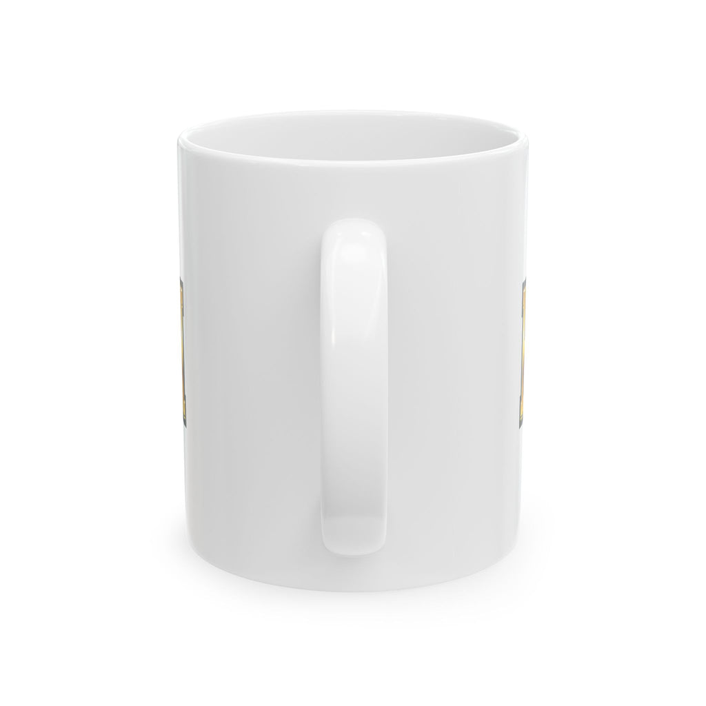EverAfterWear Built Not Born mug - ceramic coffee mug mockup with gold streetwear design - alternate view