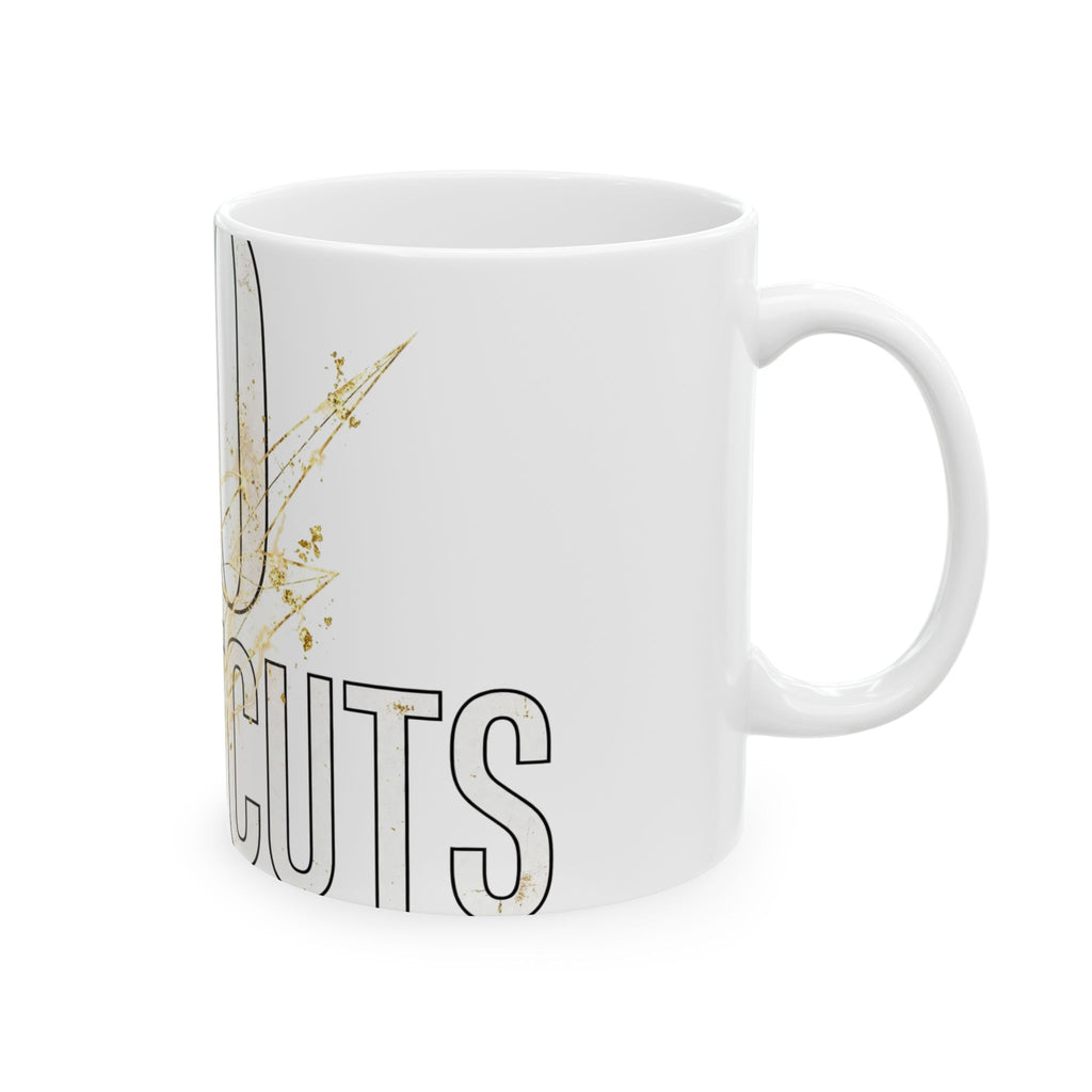 EverAfterWear No Shortcuts Women's mug - ceramic coffee mug mockup with gold streetwear design - alternate view