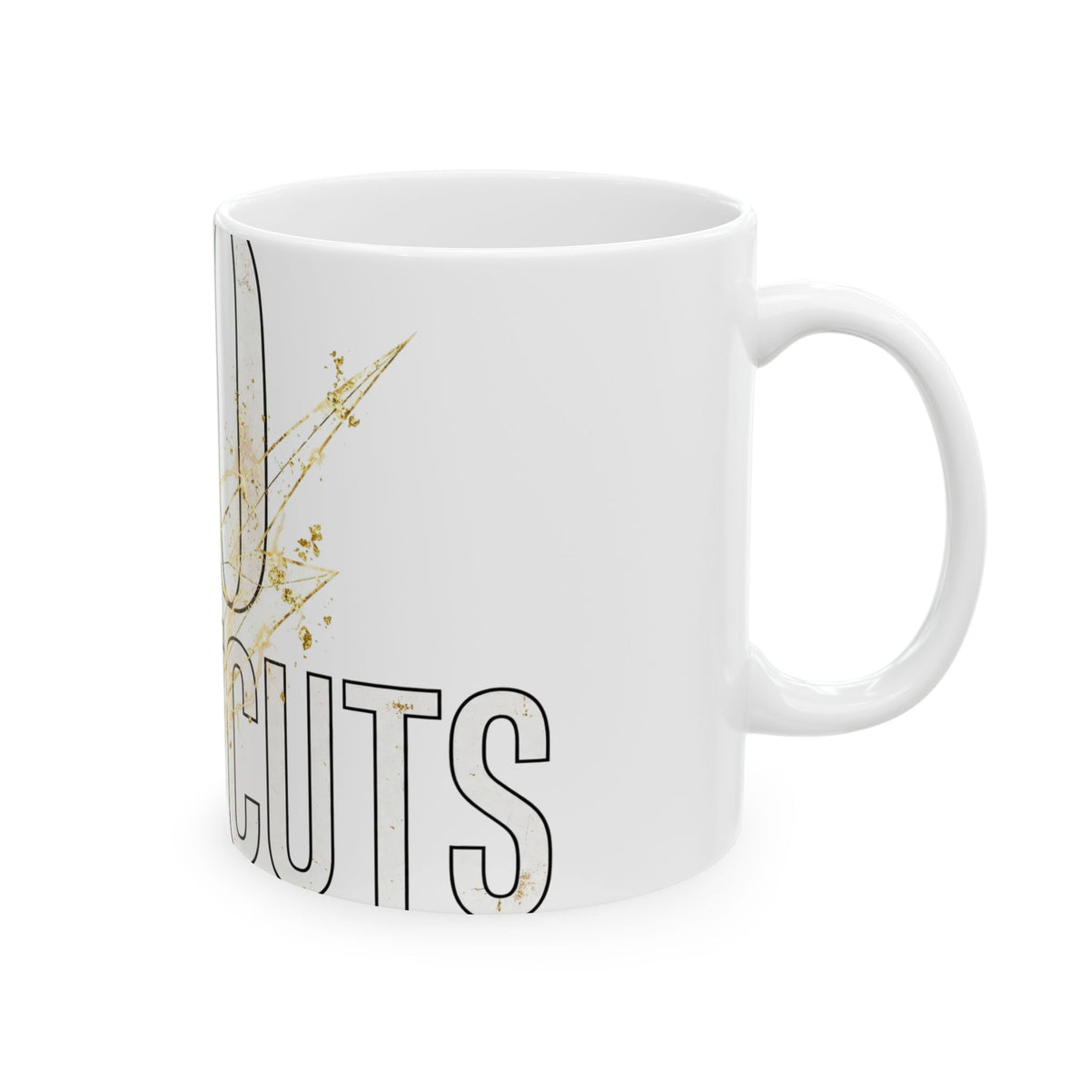 EverAfterWear No Shortcuts Women's mug - ceramic coffee mug mockup with gold streetwear design - alternate view