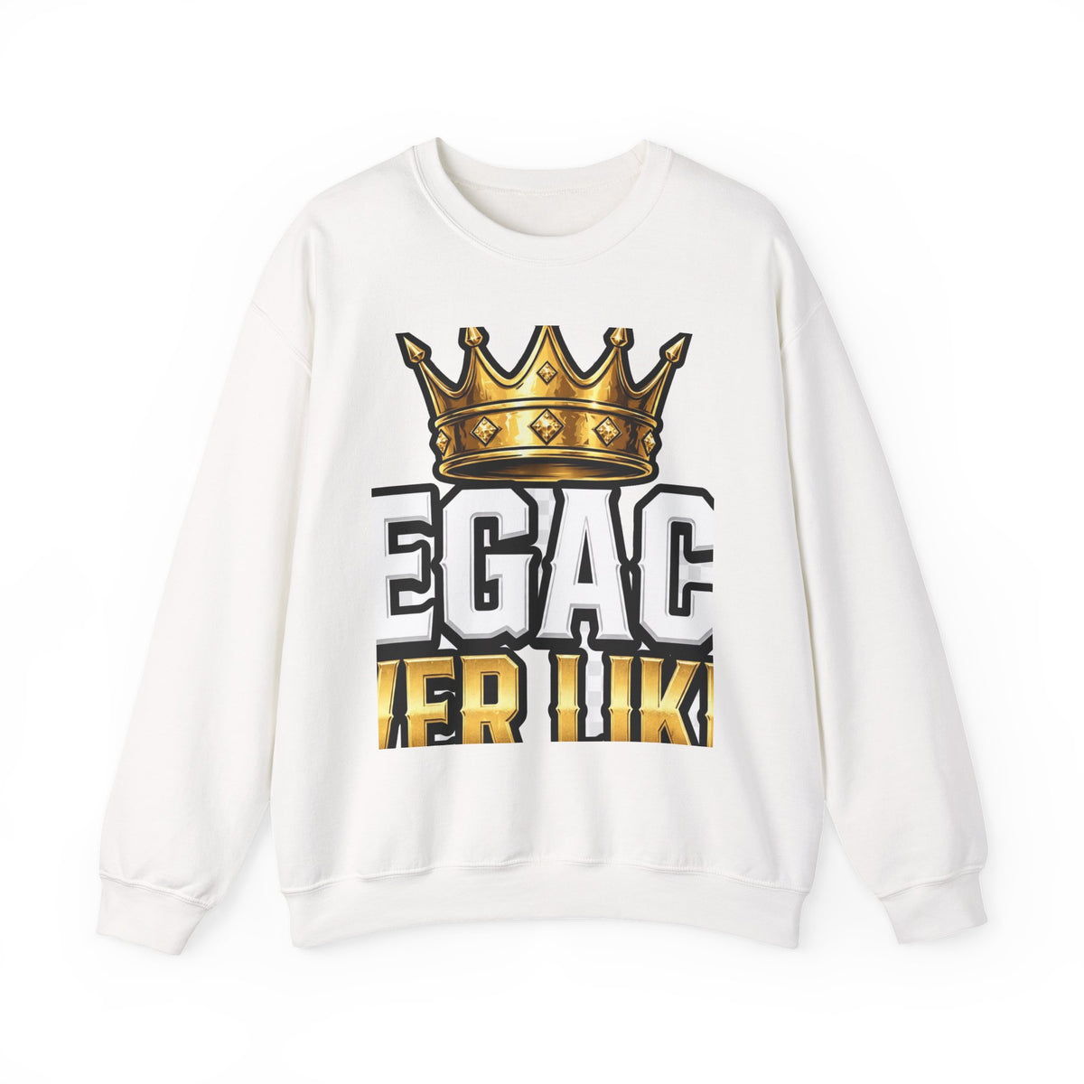 EverAfterWear Legacy Over Likes Men's sweatshirt - product mockup with gold streetwear design