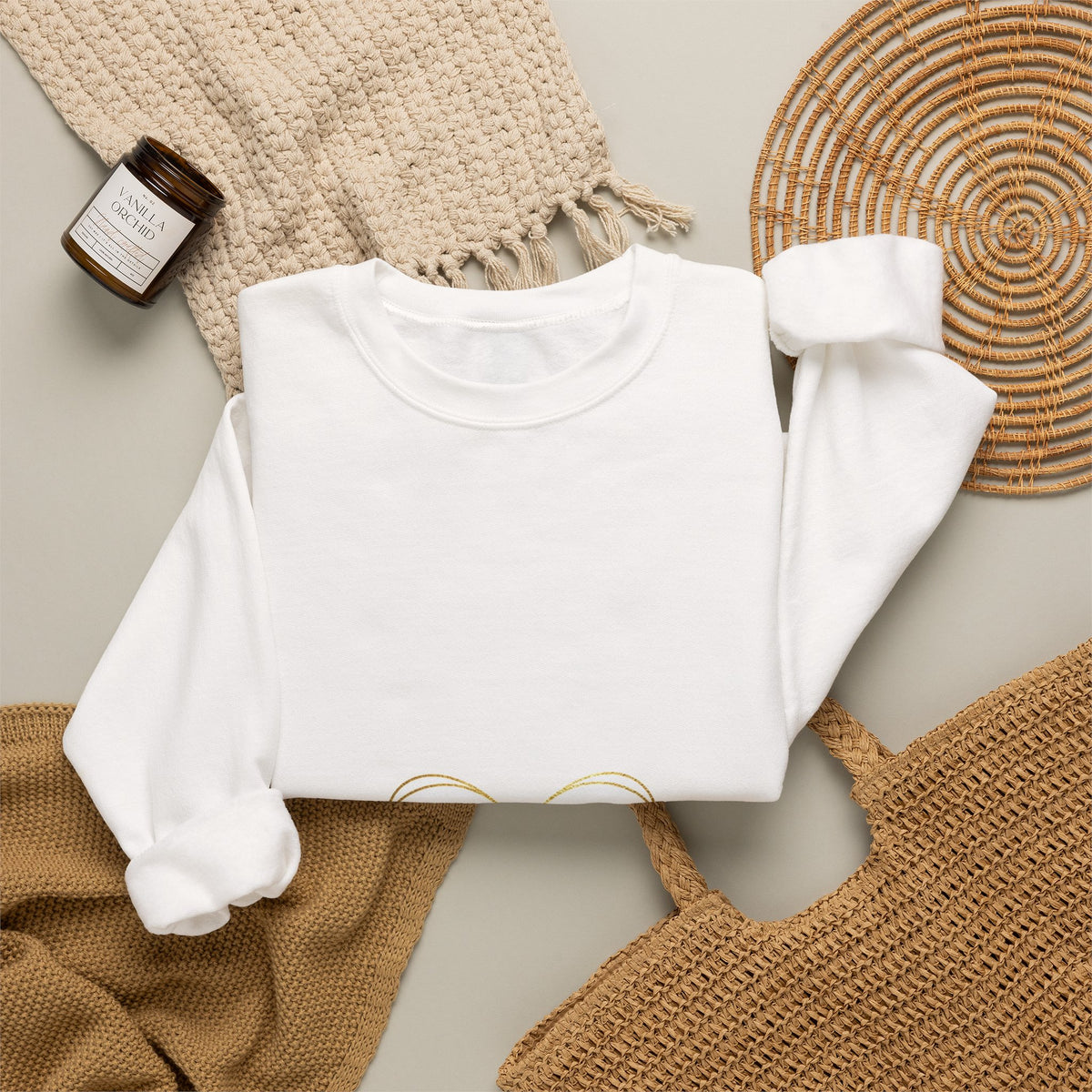 EverAfterWear Fine Line Infinity sweatshirt - product mockup with gold streetwear design - alternate view