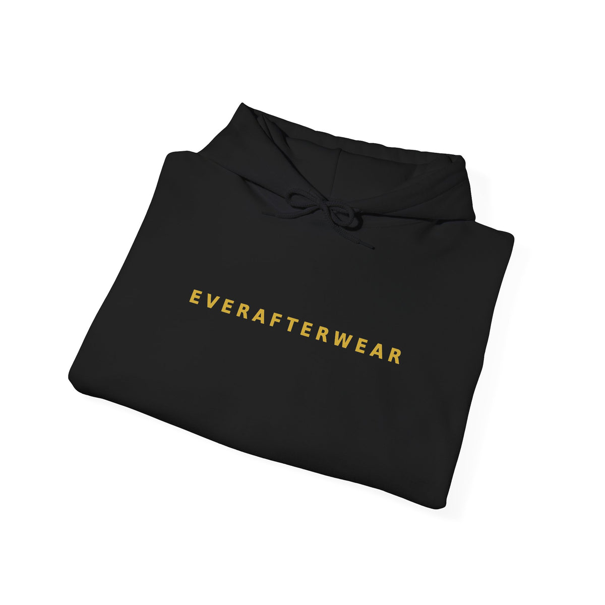 EverAfterWear Gold Wordmark hoodie - product mockup with gold streetwear design - alternate view