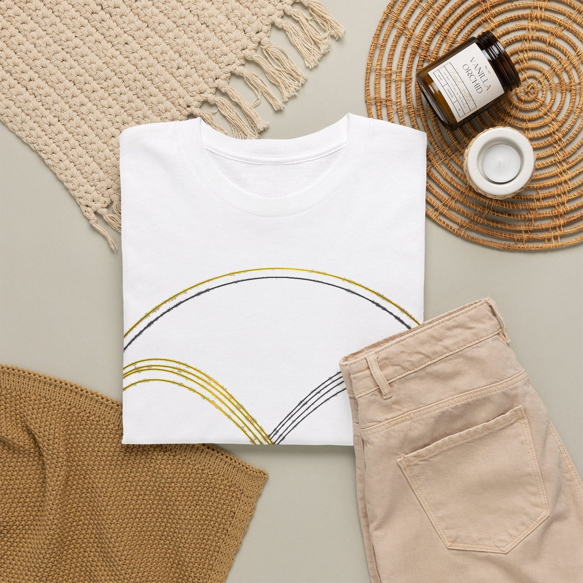 EverAfterWear Double Infinity EverAfter Women's tee - product mockup with gold streetwear design - alternate view