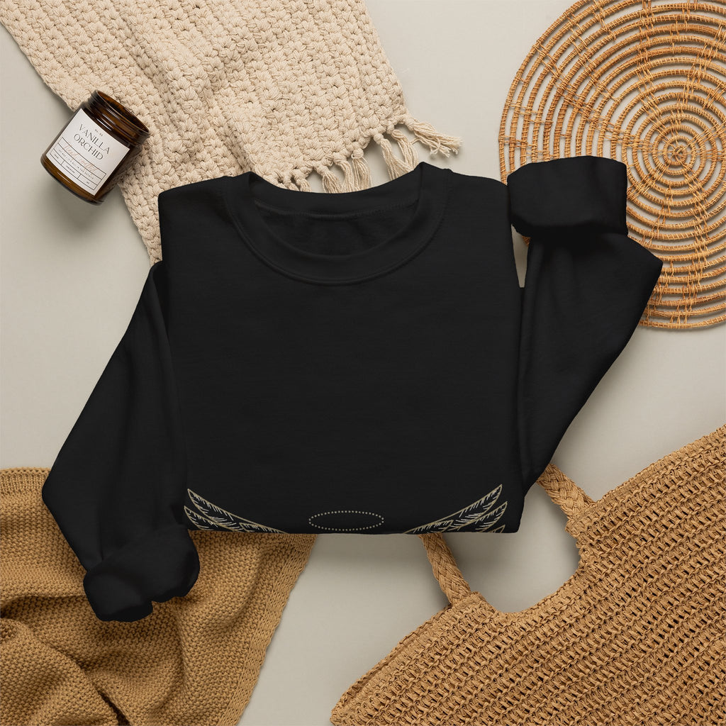EverAfterWear Wing Outline Women's sweatshirt - product mockup with gold streetwear design - alternate view